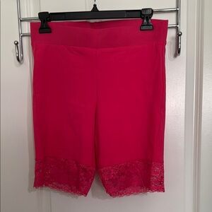 Women's Pink Lace Trim Shorts